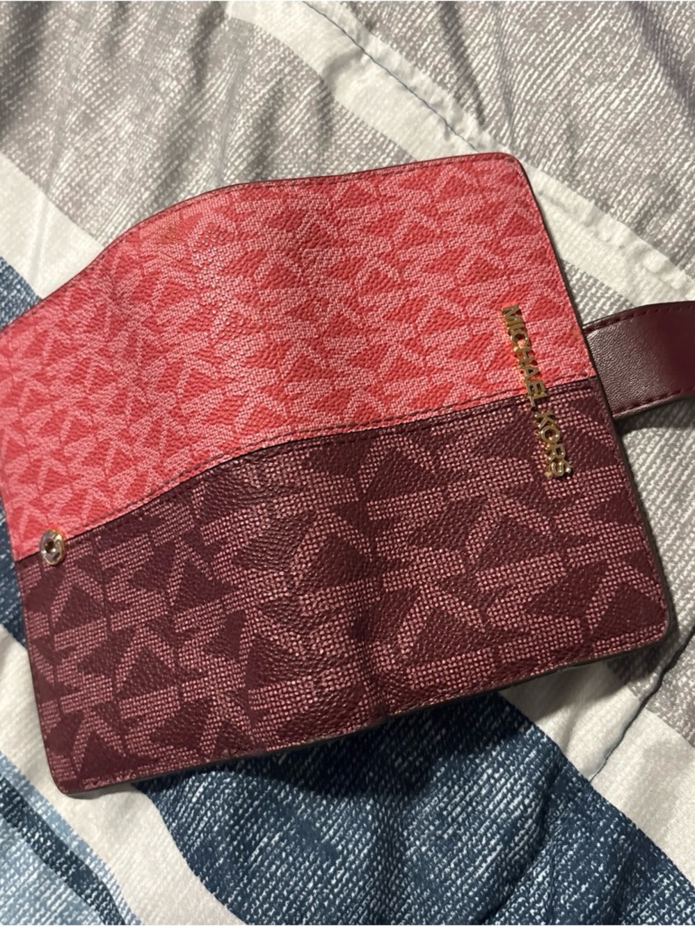 Michael Kors Two-Tone Red and Burgundy Signature Wallet